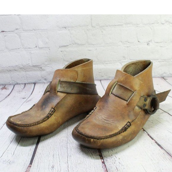 *Unbranded Unisex Brown Leather Slip On Round Toe Ankle Clog Shoes Sz 10 Inches - Picture 2 of 9